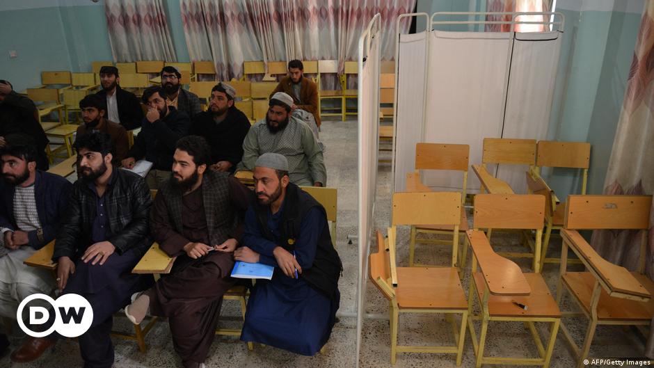 Frahnaz Mohammadi, an Afghan refugee in Germany, speaks to the camera