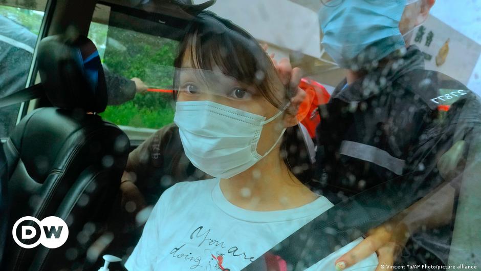 A riot police officer in Hong Kong chases a protester during a demonstration oppose postponed elections