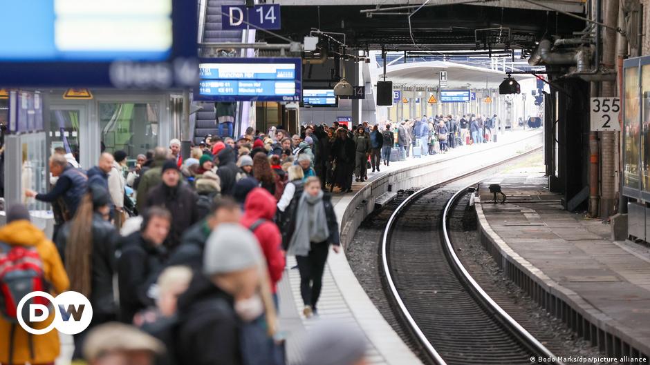 A display at Koblenz main station showing canceled trains