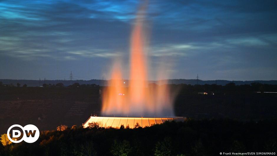 An aerial view of damaged houses after flooding in Mykolaiv, Ukraine on June 15, 2023