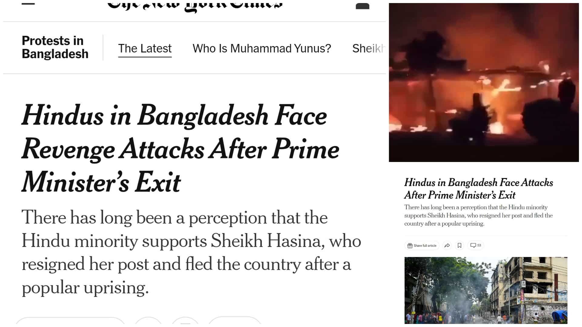 Los hindúes de Bangladesh fueron atacados en 'venganza', grita el encabezado del New York Times, que lo cambia después del furor